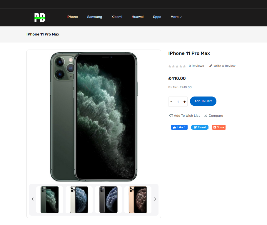 Huw Richards E-Commerce Product Page